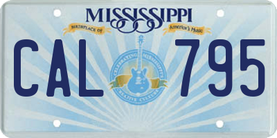 MS license plate CAL795