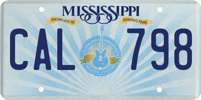 MS license plate CAL798