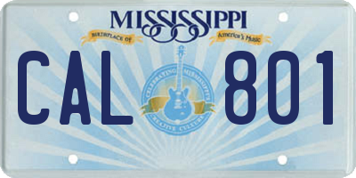MS license plate CAL801