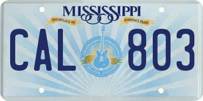 MS license plate CAL803