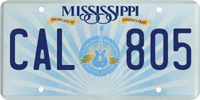 MS license plate CAL805