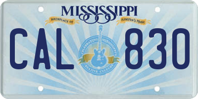 MS license plate CAL830