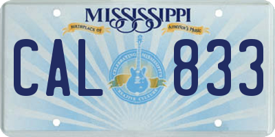 MS license plate CAL833