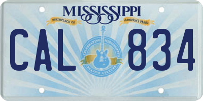 MS license plate CAL834