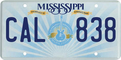 MS license plate CAL838