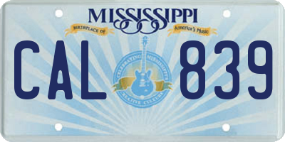 MS license plate CAL839