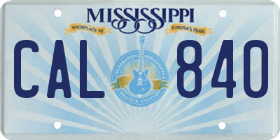 MS license plate CAL840