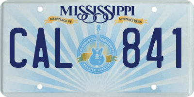 MS license plate CAL841