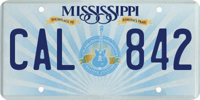 MS license plate CAL842
