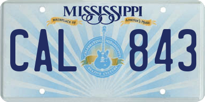 MS license plate CAL843