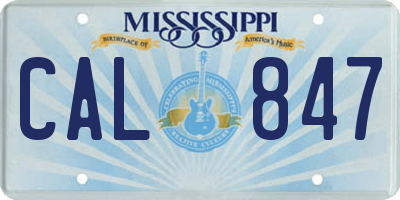 MS license plate CAL847