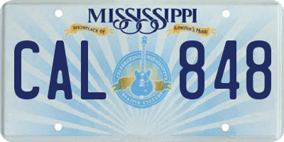 MS license plate CAL848