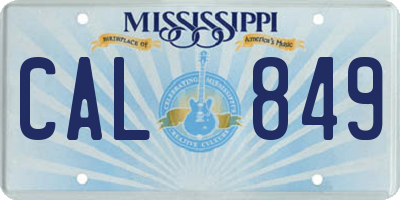MS license plate CAL849