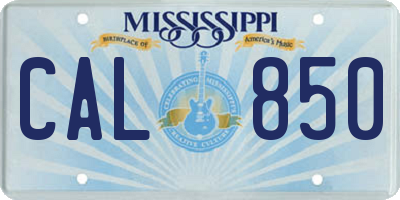 MS license plate CAL850