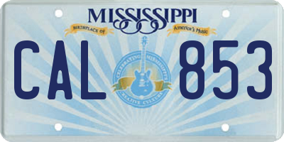 MS license plate CAL853