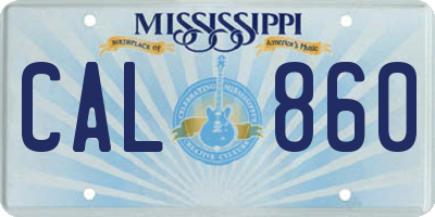 MS license plate CAL860