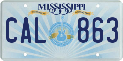 MS license plate CAL863