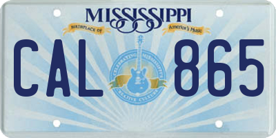 MS license plate CAL865