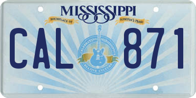 MS license plate CAL871