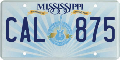 MS license plate CAL875