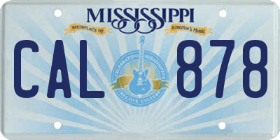 MS license plate CAL878
