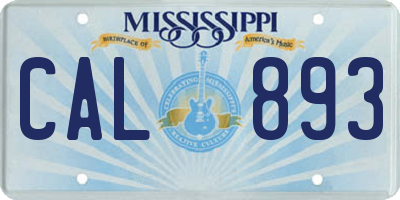 MS license plate CAL893