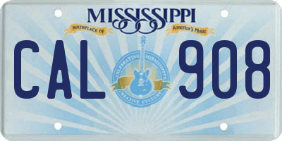 MS license plate CAL908