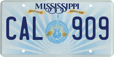 MS license plate CAL909