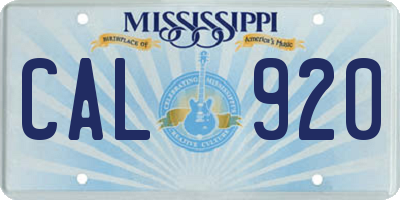 MS license plate CAL920