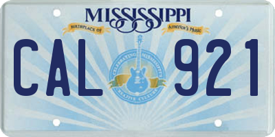 MS license plate CAL921