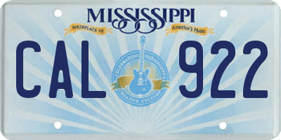 MS license plate CAL922