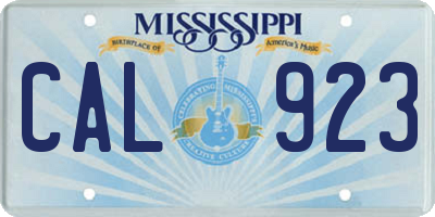 MS license plate CAL923