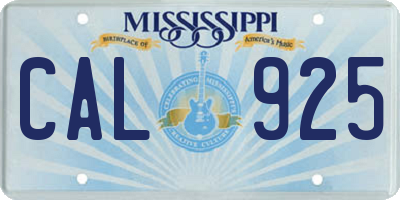 MS license plate CAL925