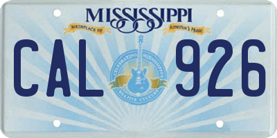 MS license plate CAL926