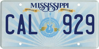 MS license plate CAL929