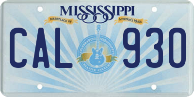 MS license plate CAL930