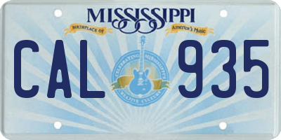 MS license plate CAL935