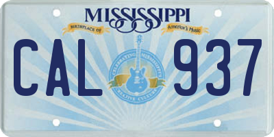 MS license plate CAL937