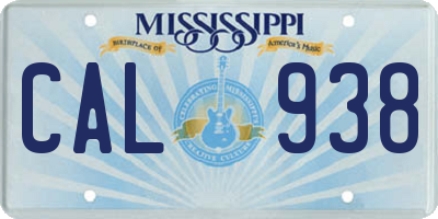 MS license plate CAL938