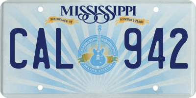MS license plate CAL942