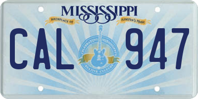 MS license plate CAL947