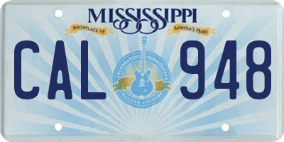 MS license plate CAL948