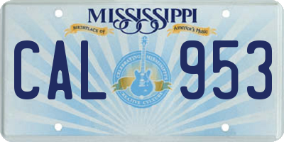 MS license plate CAL953