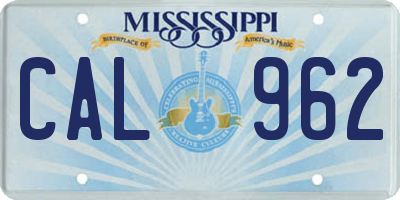 MS license plate CAL962