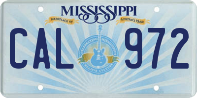 MS license plate CAL972