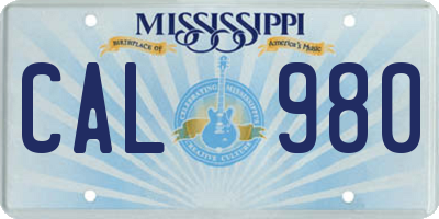 MS license plate CAL980