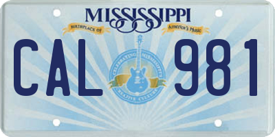 MS license plate CAL981