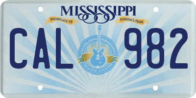 MS license plate CAL982