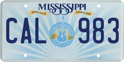 MS license plate CAL983