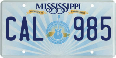 MS license plate CAL985